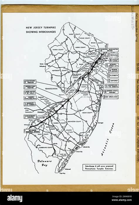 New Jersey Turnpike Map of Interchanges. Original caption: New Jersey ...