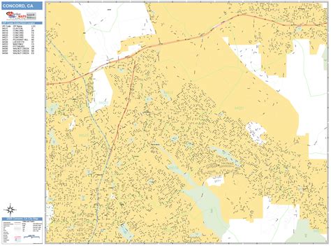 Concord California Wall Map (Basic Style) by MarketMAPS - MapSales.com