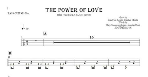 The Power Of Love - Tablature (rhythm values) for bass guitar (5-str.) | PlayYourNotes