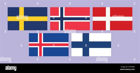 Scandinavian flags. Nordic countries. Vector illustration Stock Vector ...