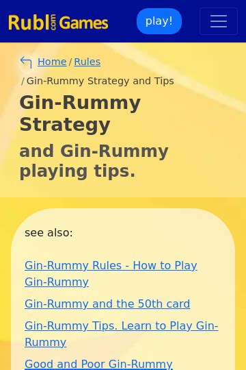 Gin-Rummy Strategy and Gin-Rummy playing tips