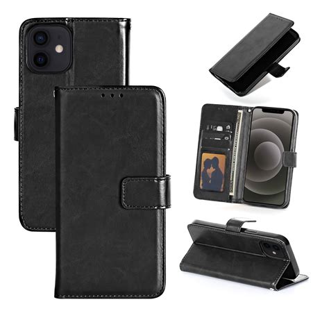 PU Leather Wallet Case for Apple iPhone 12/12 Pro – Black – M-Tech