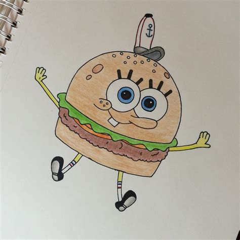 I drew SpongeBob as a Krabby Patty. : spongebob