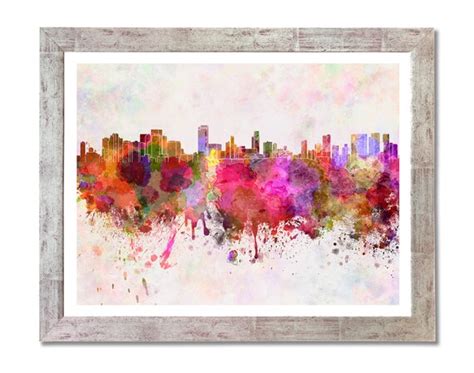 Honolulu Skyline in Watercolor Background SKU 0136 - Etsy