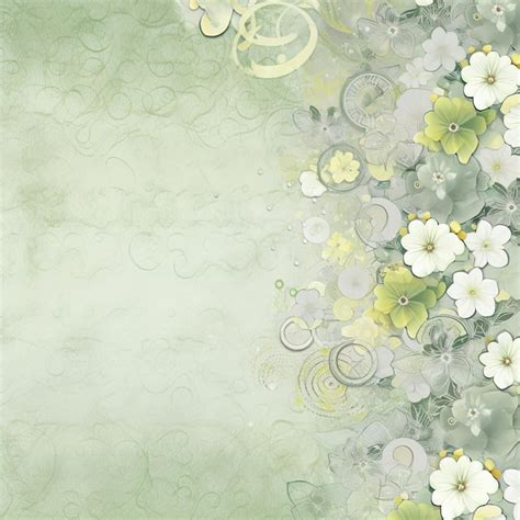 Premium AI Image | A green and white floral background with a floral pattern.