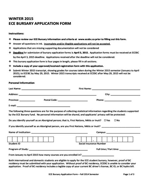 Student Bursary Application Sample Form Free Download