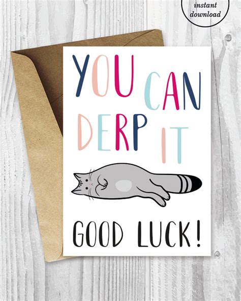 Good Luck Cards Funny Cat Good Luck Printable Cards You Can - Etsy