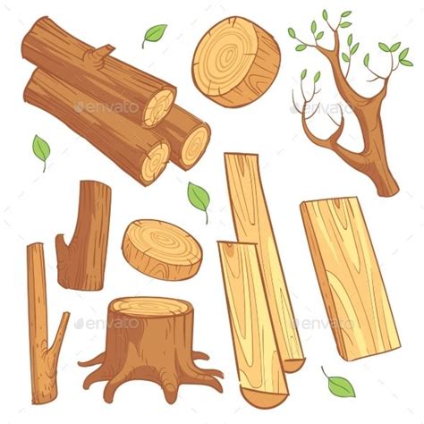 Cartoon Wooden Materials | Wood illustration, Drawing flames, Wood stumps