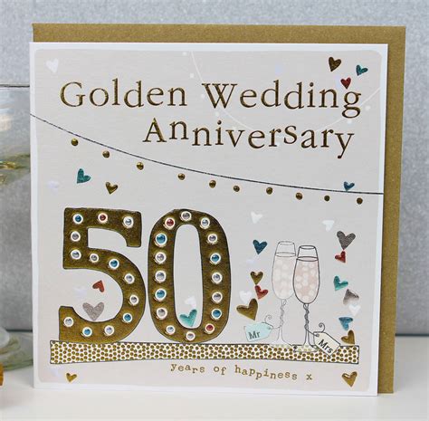 50th Golden Wedding Anniversary Card By Molly Mae | notonthehighstreet.com