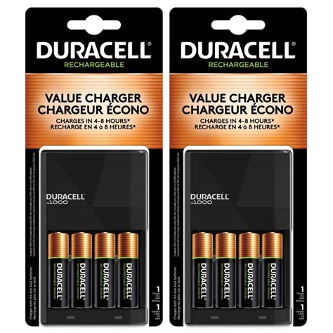 Duracell Coppertop Alkaline AA Battery Charger with 4 AA Rechargeable ...