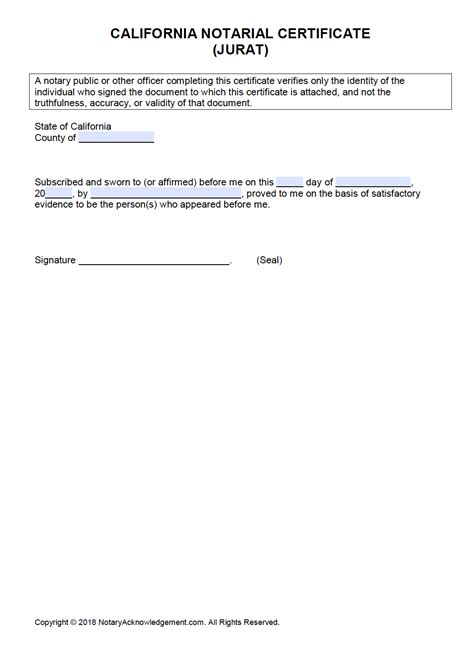 Printable Jurat Form