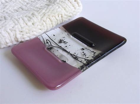 Fused Glass Soap Dish in Deep Plum