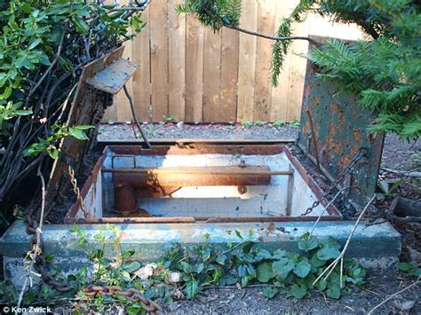 Hidden treasure: Metal bulkhead doors protect the entryway into the underground fallout shelter ...