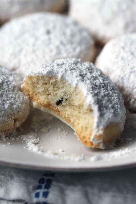 Kourabiedes (Greek Butter + Almond Cookies) - Bowl of Delicious