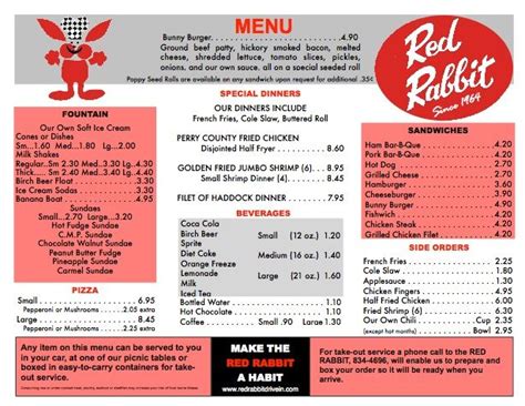 Red Rabbit Drive-In menu. Bunny Burger! Matzo Ball Soup, Matzoh Ball, Earth Day Projects, Good ...