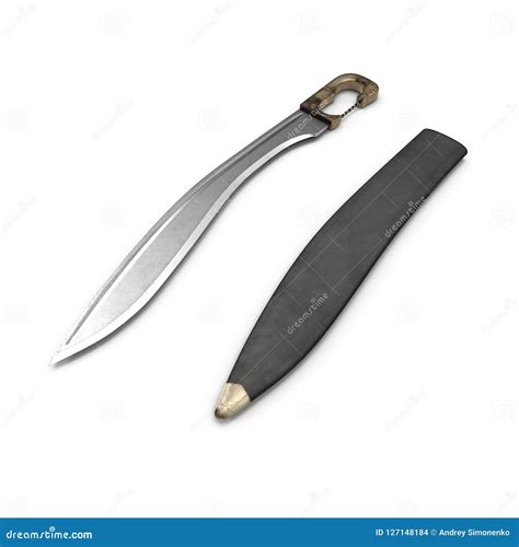 Greek Sword Falcata With Sheath 3D Illustration Stock Illustration - Illustration of blade ...