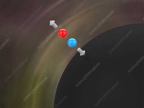 Black hole with Hawking radiation, illustration - Stock Image - C046/7839 - Science Photo Library