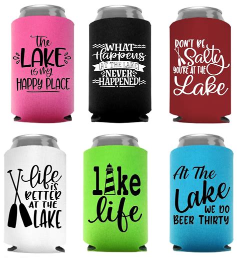 Personalized Funny- Lake Theme - Can Coolers - Coolies - Koozies - Set ...