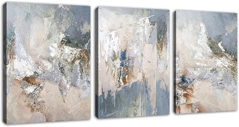 Abstract Canvas Wall Art Modern Abstract Painting Prints Blue Grey ...