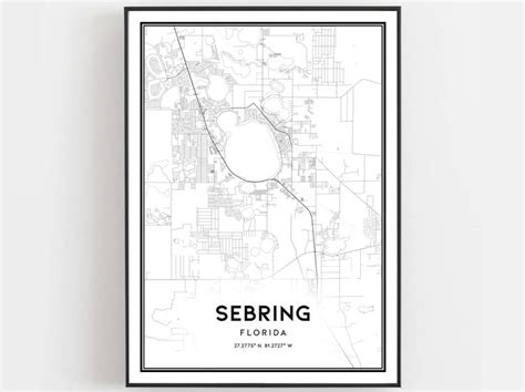 Sebring Map Print Sebring Map Poster Wall Art Fl City Map | Etsy in ...