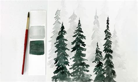 Pine Trees in the Forest Original Large watercolor painting Painting Watercolor trustalchemy.com