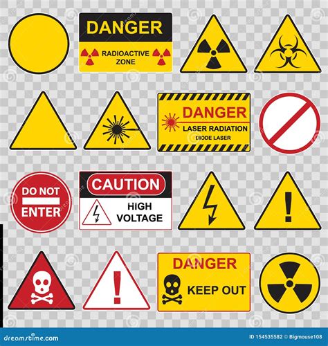 Color Warning Danger Signs Icon Set. Vector Stock Vector - Illustration ...