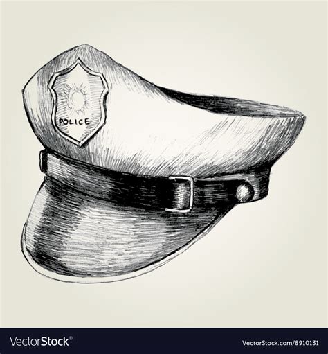 Sketch a police cap Royalty Free Vector Image - VectorStock