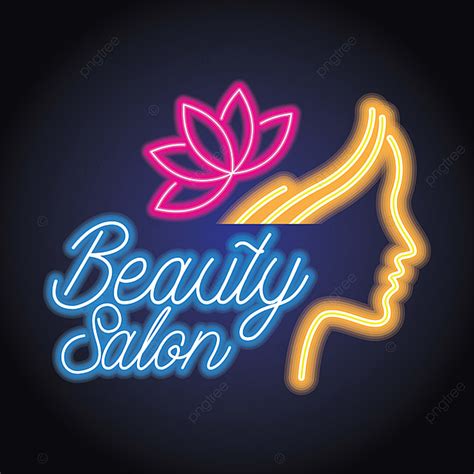 Beauty Salon Logo With Neon Light Effect. Vector Illustration, Beautician, Beautiful, Beauty PNG ...
