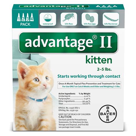 Advantage II Once-A-Month Cat & Kitten Topical Flea Treatment, 2 to 5 lbs. | Petco