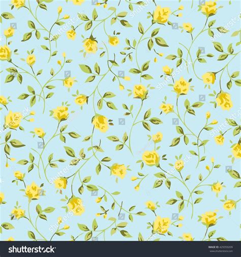 Wallpaper Vintage Yellow Flower Pattern Stock Illustration 429359209