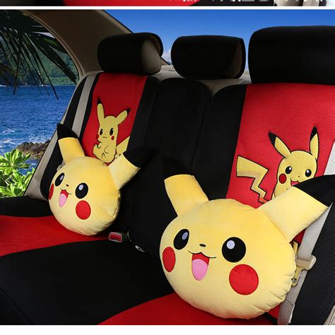 ON SALE NEW Pokemon Pikachu Car Seat Covers Cushion Accessories Set TL ...