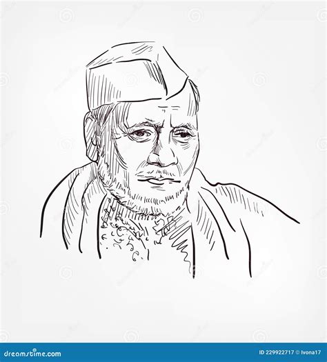 Ustad Bismillah Khan Famous Indian Musician Credited with Popularizing the Shehnai Vector Sketch ...