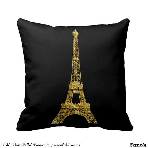 Gold Glam Eiffel Tower Throw Pillow | Zazzle.com | Throw pillows, Gold ...