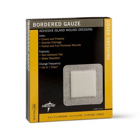 Medline Bordered Gauze, Adhesive Island Wound Dressing, Sterile, 6"x6", 15 Count - Walmart.com