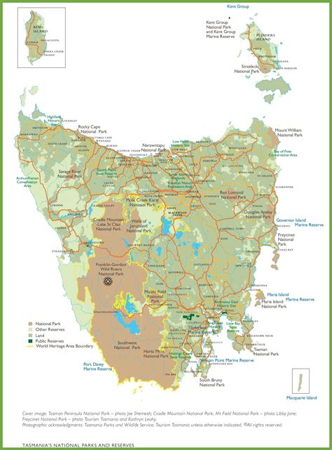 Tasmania national parks and reserves map