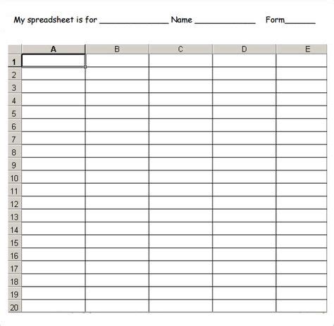 Free Printable Spreadsheet Forms - FREE PRINTABLE TEMPLATES