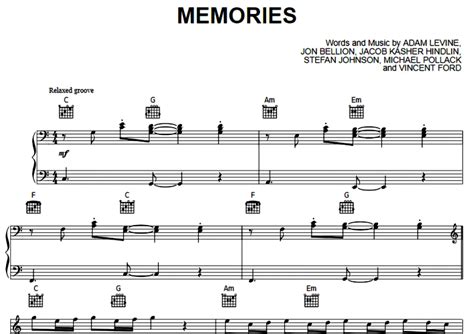 Maroon 5-Memories Free Sheet Music PDF for Piano | The Piano Notes