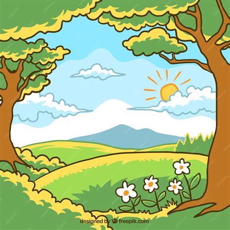 Free Vector | Hand-drawn spring landscape