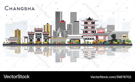 Changsha china city skyline with gray buildings Vector Image