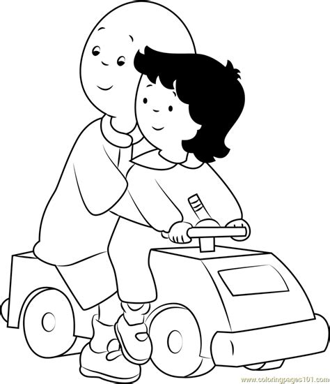 Caillou Playing with Car Coloring Page for Kids - Free Caillou ...