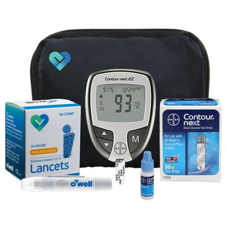 OWell Bayer Contour NEXT EZ Complete Diabetes Blood Glucose Testing Kit, METER, 50 Test Strips ...