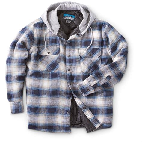 Men's Snap-Front Quilted Hooded Flannel Shirt - 639200, Insulated ...