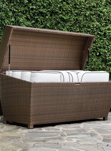 All-weather Wicker Storage Chest | Frontgate | Outdoor furniture, Used outdoor furniture, Rustic ...