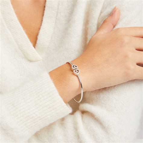 Diamond Heart Bangle Bracelet Sterling Silver | Kay