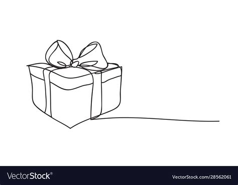 Gift box line drawing style design Royalty Free Vector Image