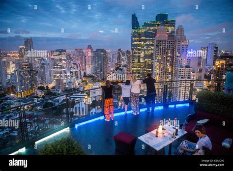 Zoom Skybar, rooftop bar and restaurant, at Anantara Sathorn Hotel, Bangkok, Thailand Stock ...