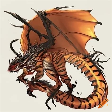 Digital art of a tiger dragon hybrid on Craiyon