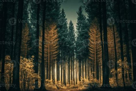 Beautiful forest with tall trees AI Generated 23465390 Stock Photo at Vecteezy