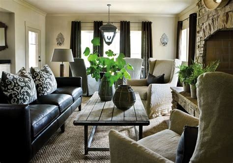 Living Room Design With Black Leather Sofa - Living Room Ideas Black ...