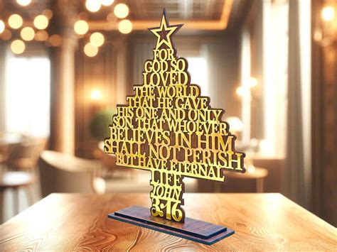 Christmas Tree With Bible Verse John 3:16 (Gold) - Incredible Gifts